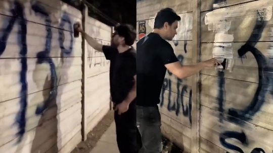 Juan Grabois pintó un graffiti en una pared y Ramiro Marra se lo tapó: 41 años al pedo tiene